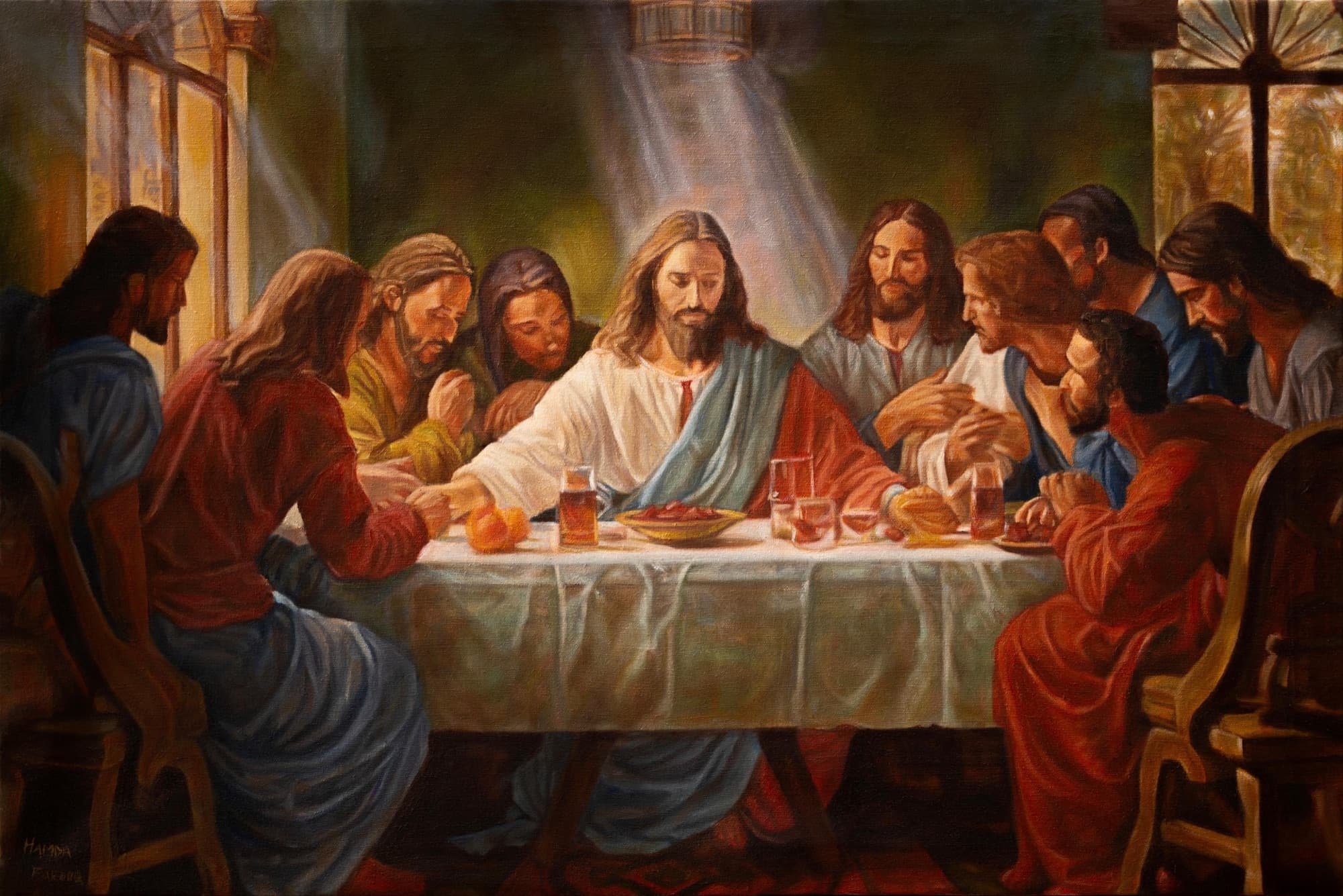 The Last Supper Rendition — original oil painting by Hamda Farooq